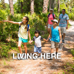 Living Here Button - Hiking Family