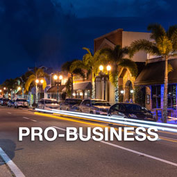 Pro-Business Button - Downtown Nighttime