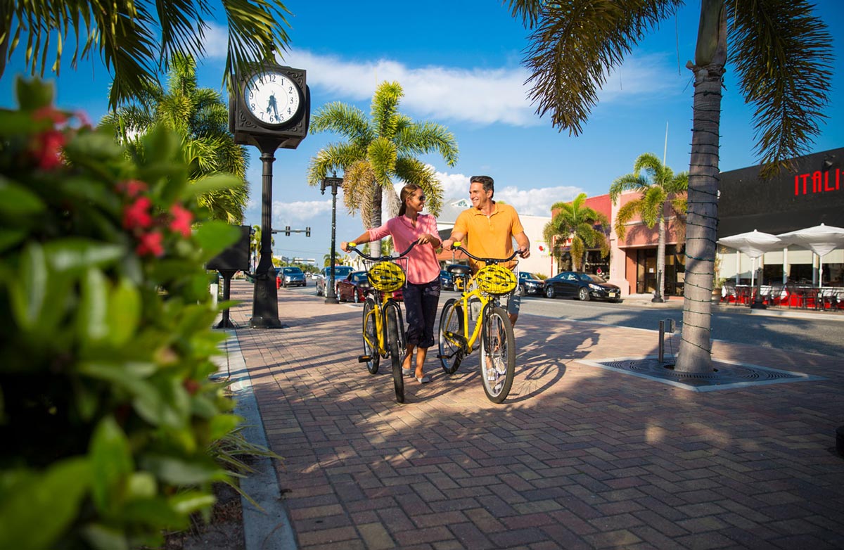 Downtown Biking Couple